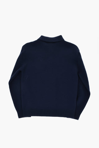 Virgin Wool Polo-Collar Sweater