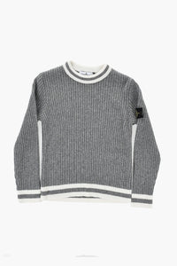 Ribbed Virgin Wool Blend Crewneck Sweater