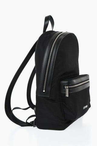 Nylon Backpack with Leather Trim