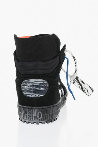 Suede High-Top Sneakers with Printed Details