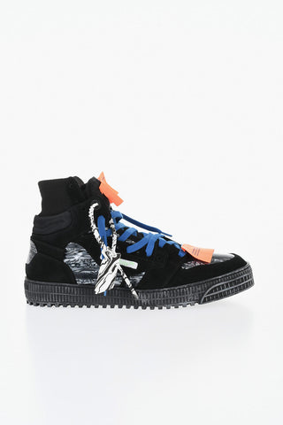 Suede High-Top Sneakers with Printed Details