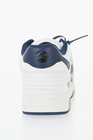 Low-Top Two-Tone Leather Sneakers With Tag