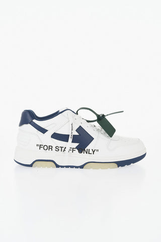 Low-Top Two-Tone Leather Sneakers With Tag