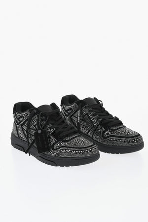 Niedrige Ledersneaker mit Allover-Strass