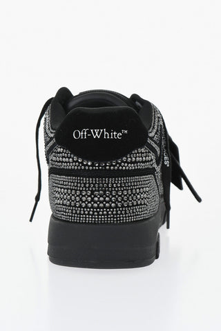 Niedrige Ledersneaker mit Allover-Strass