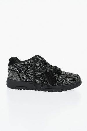 Niedrige Ledersneaker mit Allover-Strass