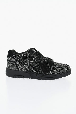 Niedrige Ledersneaker mit Allover-Strass
