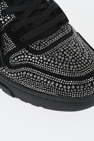 Niedrige Ledersneaker mit Allover-Strass