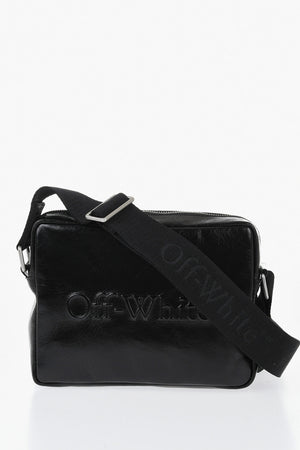 Leather Camera Bag BOOKISH With Crackle Effect And Tone-On-Tone Logo