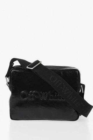 Leather Camera Bag BOOKISH With Crackle Effect And Tone-On-Tone Logo