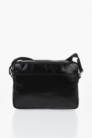 Leather Camera Bag BOOKISH With Crackle Effect And Tone-On-Tone Logo