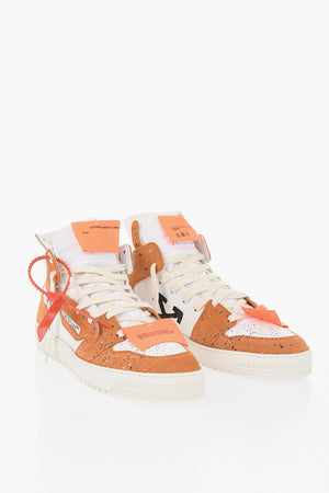 Bicolor Painting-Effect Leather High-Top Sneakers
