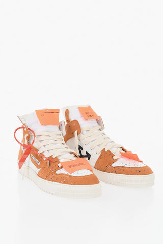 Bicolor Painting-Effect Leather High-Top Sneakers