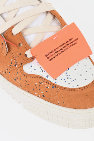 Bicolor Painting-Effect Leather High-Top Sneakers