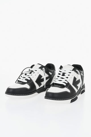 Two-Tone Leather Sneakers with Logo Laces