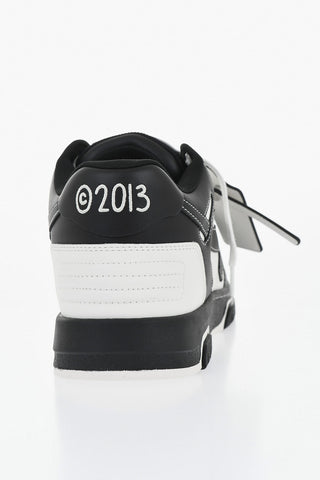 Two-Tone Leather Sneakers with Logo Laces