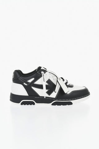 Two-Tone Leather Sneakers with Logo Laces
