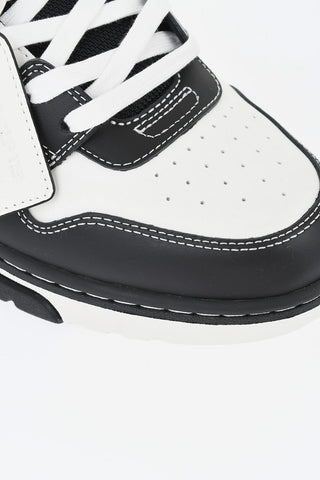 Two-Tone Leather Sneakers with Logo Laces
