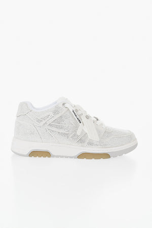 Niedrige Ledersneaker mit Allover-Strass