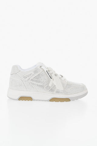 Niedrige Ledersneaker mit Allover-Strass