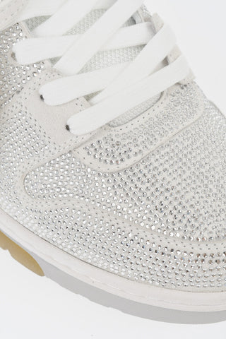 Niedrige Ledersneaker mit Allover-Strass