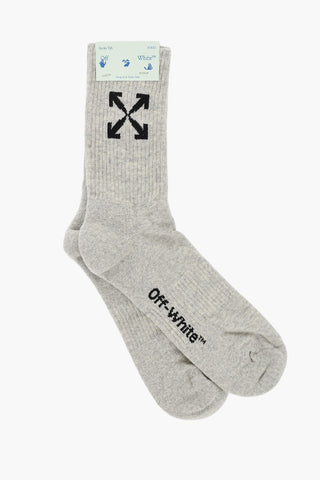 Long Cotton Socks with Logo Embroidery