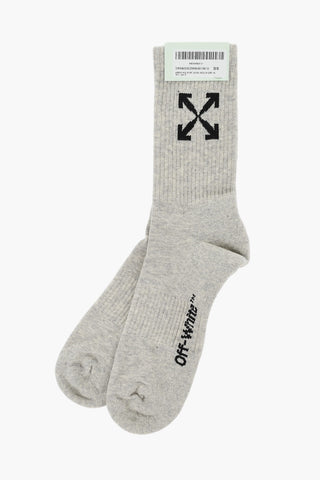 Long Cotton Socks with Logo Embroidery