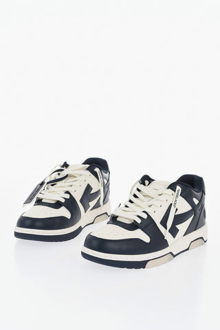 Low M-OUT Bicolor Leather Sneakers with Logo on Heel