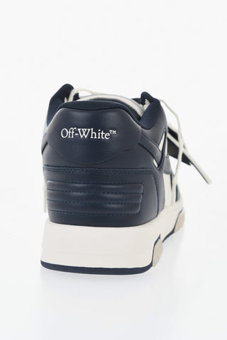 Low M-OUT Bicolor Leather Sneakers with Logo on Heel