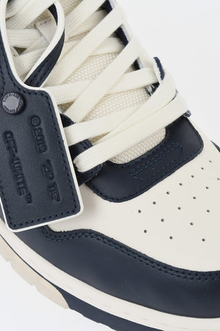 Low M-OUT Bicolor Leather Sneakers with Logo on Heel