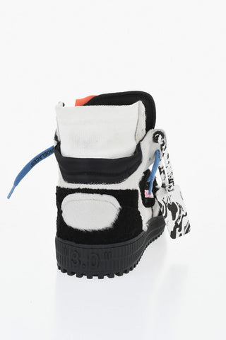 High-Top Calf-Hair Sneakers with Contrasting Appliqués