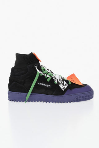 Suede High-Top Sneakers with Laces and Contrasting Sole