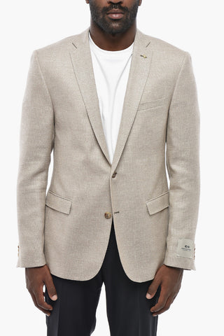 CC COLLECTION Blazer Semifoderata in Lana Vergine e Lino con Doppio Spacco Laterale