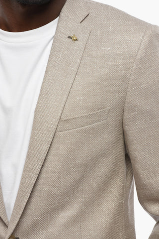 CC COLLECTION Blazer Semifoderata in Lana Vergine e Lino con Doppio Spacco Laterale