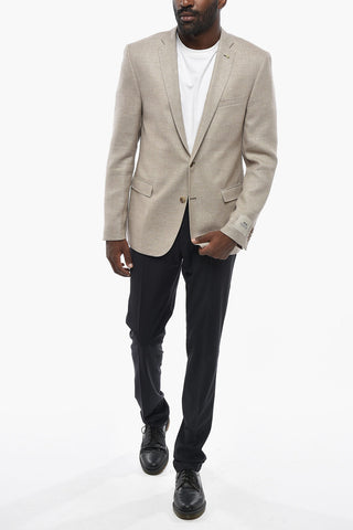 CC COLLECTION Blazer Semifoderata in Lana Vergine e Lino con Doppio Spacco Laterale