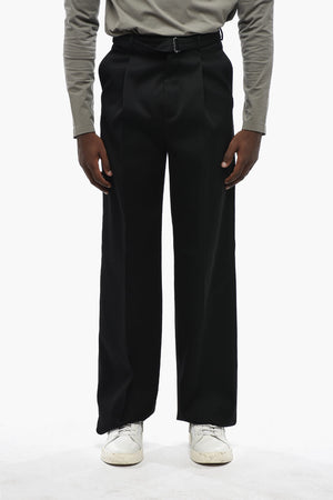 Single-Pleat Wool Trousers With Belt