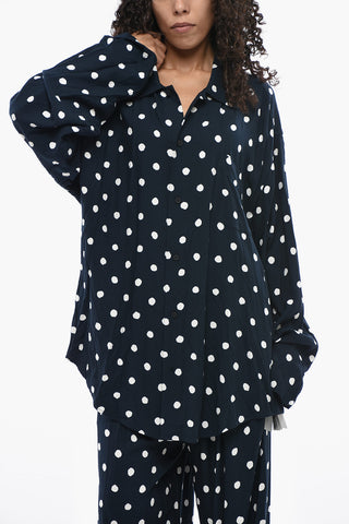 Oversized Polka Dot Shirt with Chest Pocket
