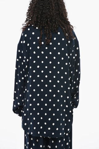 Oversized Polka Dot Shirt with Chest Pocket