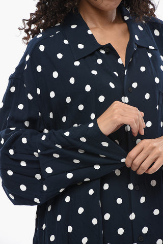 Oversized Polka Dot Shirt with Chest Pocket