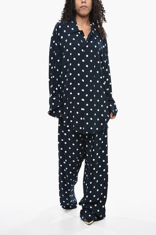 Oversized Polka Dot Shirt with Chest Pocket