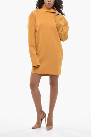 Knit High-Neck Dress With Zip Closure