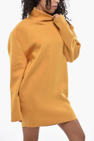 Knit High-Neck Dress With Zip Closure