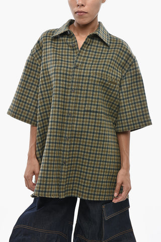 Virgin Wool And Cashmere Checked Shirt VALE With Chest Pocket