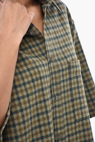 Virgin Wool And Cashmere Checked Shirt VALE With Chest Pocket
