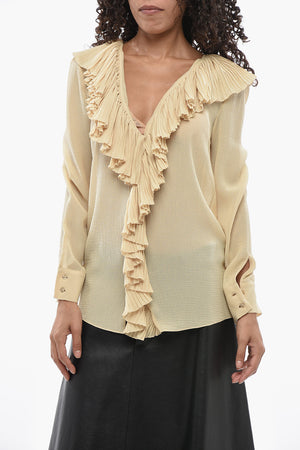Bluse aus Seidencrêpe mit Rüsche