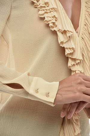 Bluse aus Seidencrêpe mit Rüsche