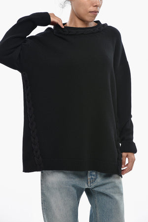Oversize-Rundhalspullover Aus Wolle