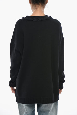 Oversize-Rundhalspullover Aus Wolle