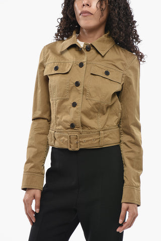 Legegro Cotton Crop Jacket With Belt