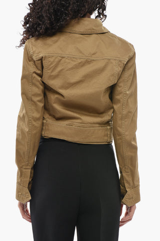 Legegro Cotton Crop Jacket With Belt